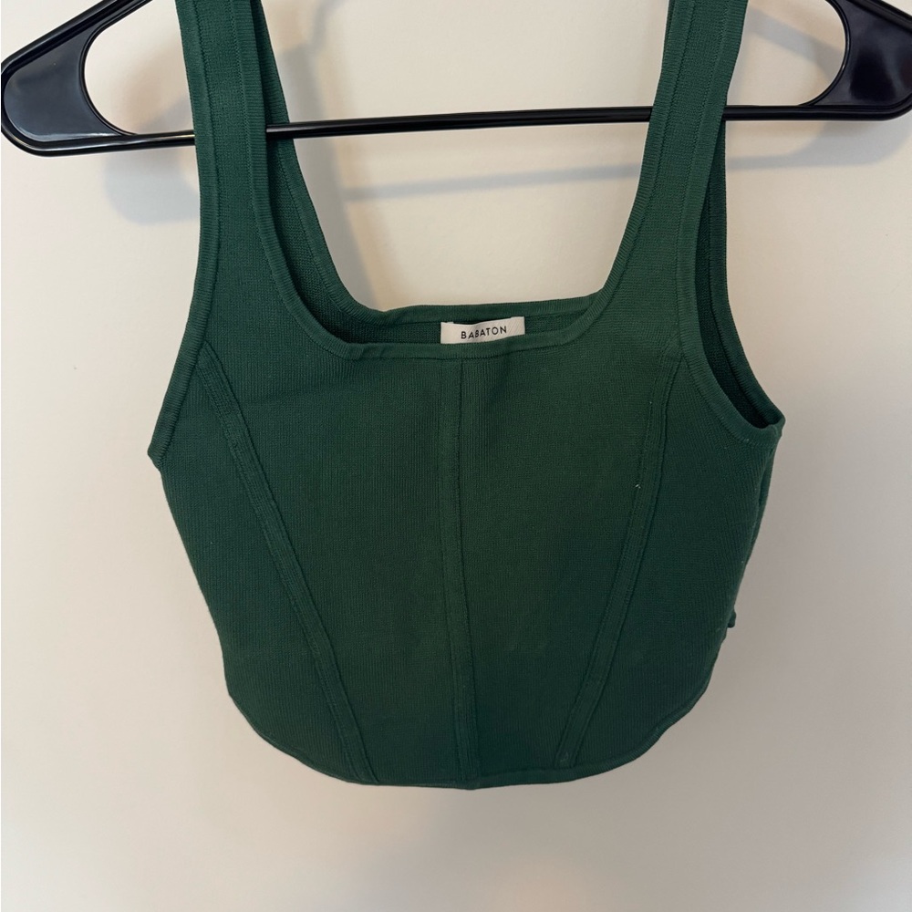 Babaton Dark Green Cropped Tank Top